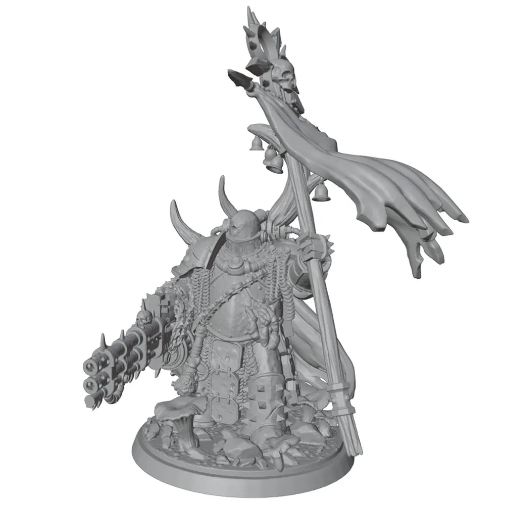 1/32 Miniature Resin Model Statue, 55mm Figure Toy Model Kit, Chessboard Flag, Medieval Warrior Holding a Flag Resin Model Figure, Unpainted, Perfect for Role-Playing Games and Collecting