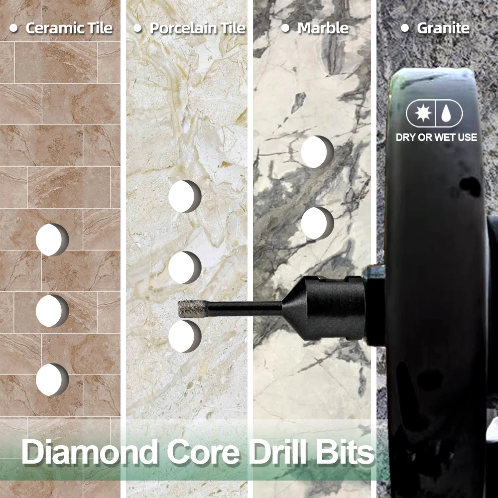 Imagem -06 - Kurstol-diamond Dry Drilling Core Bits Cortador M14 Thread Buraco Saw Mármore Porcelana Granito Telha Cerâmica 6100 mm 1pc