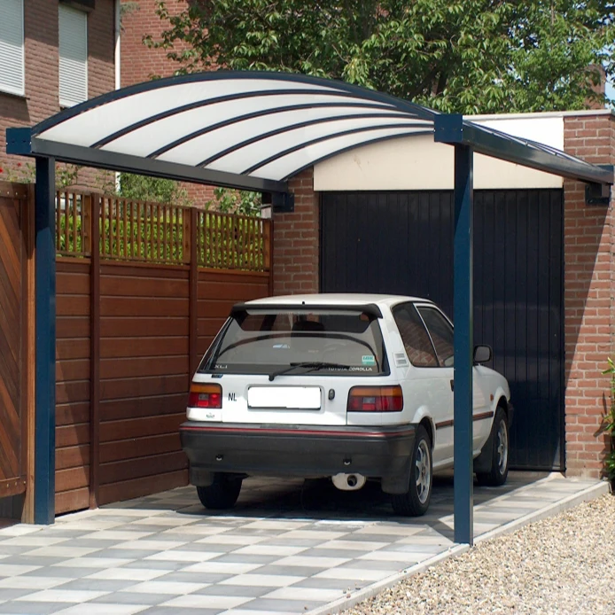 مع ارتفاع الثلوج والمطر تحميل في الهواء الطلق رخيصة الألومنيوم الإطار ناتئ Carport 2 سقف ورقة البولي كربونات لمرآب السيارة #6