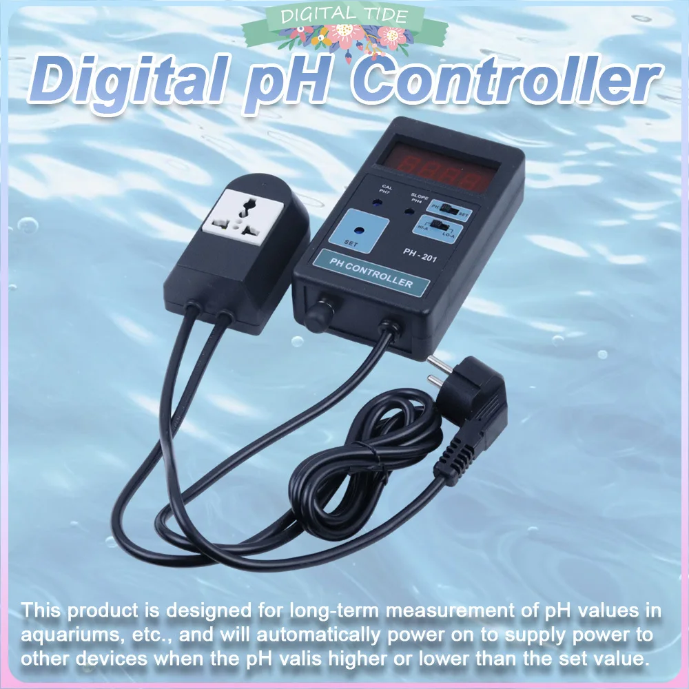 Display PH CO2 Controller Meter Aquarium Fish Tank 0.00~14.00PH Range + Switched Socket AC 100-240V