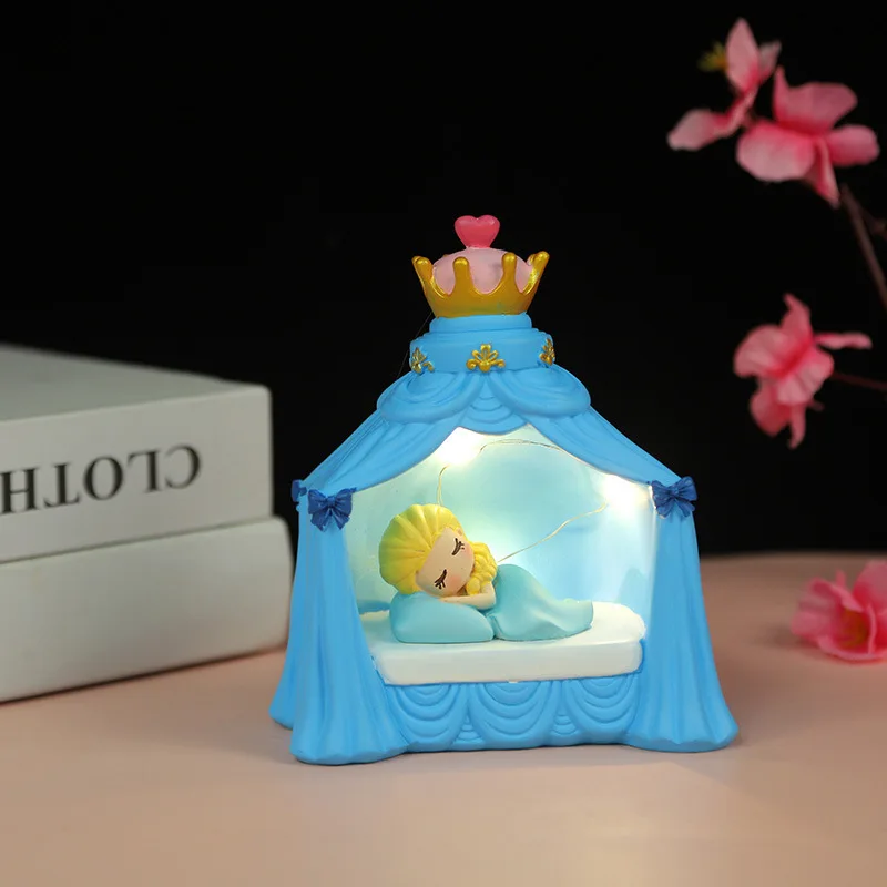 6 Kinds Disney Cartoon Night Light Anime Figures Sleeping Beauty Elsa Snow White Ariel Model Toys Christmas Gifts