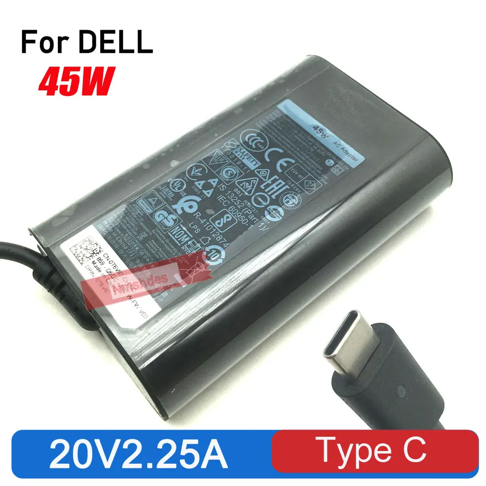 Cargador USB C Original para Dell XPS 12 L221X, adaptador Ultrabook Duo 12 - 9Q23, Inspiron 14 (7437), alimentación para ordenador portátil 2015 XPS 13 Su