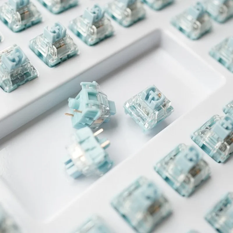 TTC Bluish White Switch for Mechanical Keyboard Mute Tactile 3Pin 42gf Dual Spring Paragraph Silent Key Shaft DIY