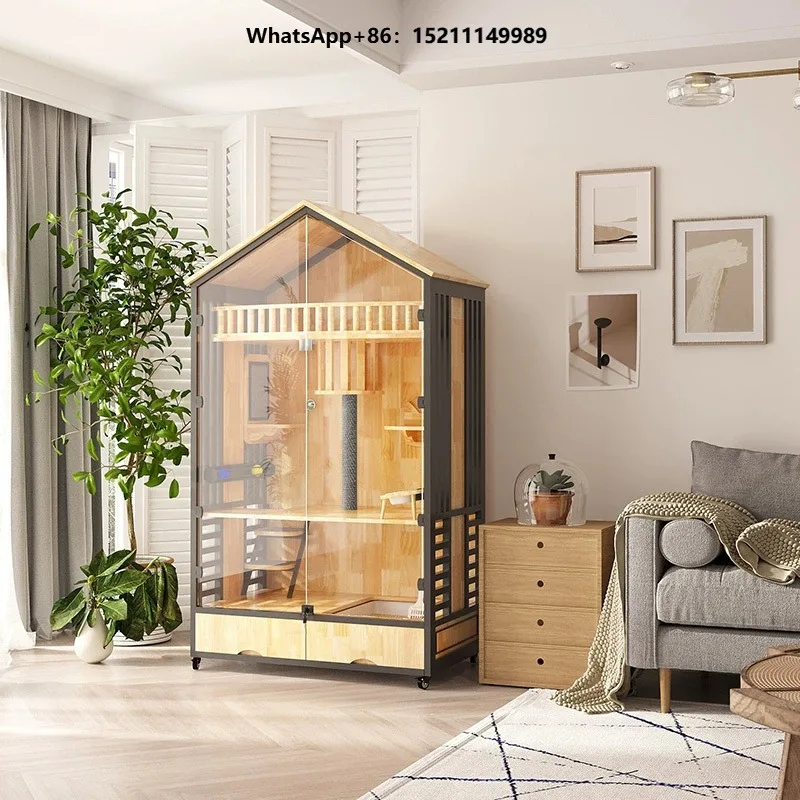 New Luxury Modern Fashion Solid Cat Nest Pet House Multi-layer Steel Structure Eco-friendly Wood Snap Button Closure All Seasons