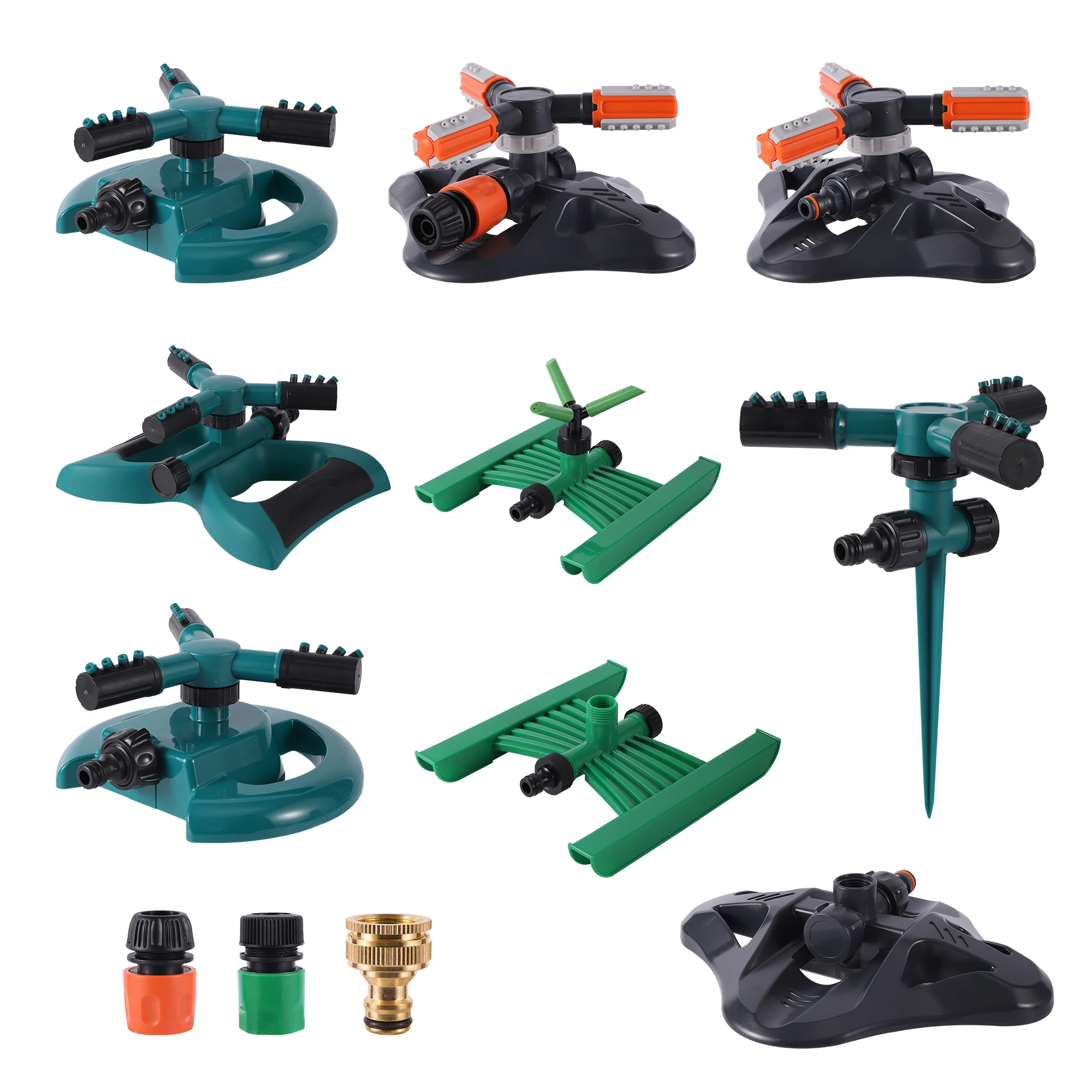 

360 Degree Rotary Sprinkler 3 Arm Base Sprinkler Adjustable Spray Direction 1/2" Quick Connector Garden Yard Lawn Sprinkler