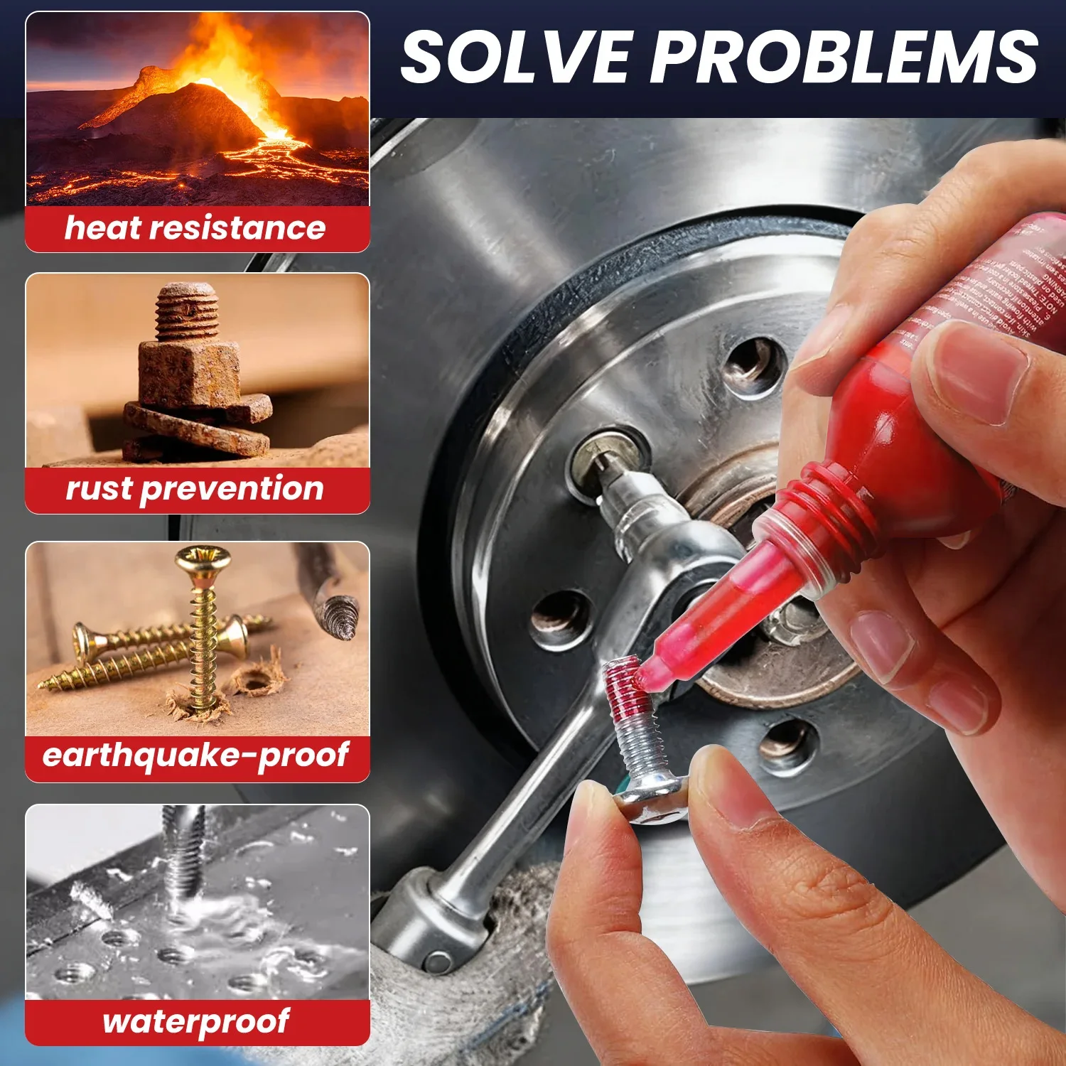 243 Threadlocker｜Screw Lock Glue+Anaerobic Adhesive｜Oil Proof & Removable｜Medium Strength｜10ml/50ml