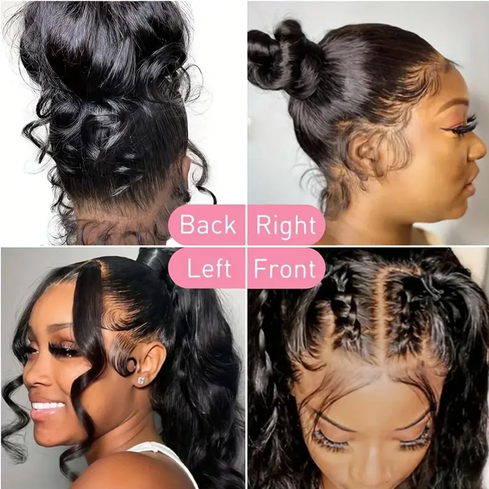 Body Wave Hidden Strap 360 Full Lace Front Wigs Human Hair Pre Plucked 360 Upgraded Glueless Human Hair with Drawstring 250% D