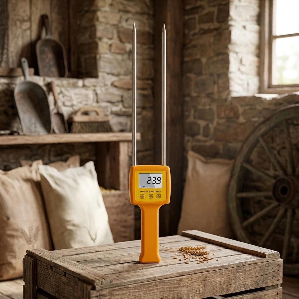 TK100S Digital Paddy Moisture Meter for Rice Grains Soybeans Flour Automatic Temperature Compensation 5% to 35% Range