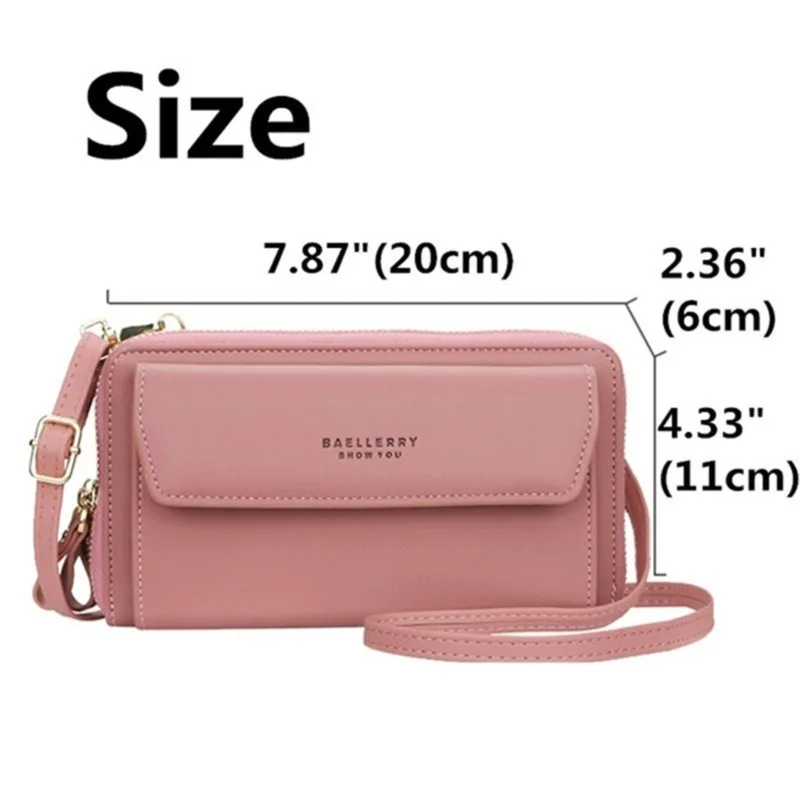 Women Long Wallet Korean Version Crossbody Bag Double Zipper Large Capacity Clutch Bag Shoulder Handbag Female Mobile Phone Bag