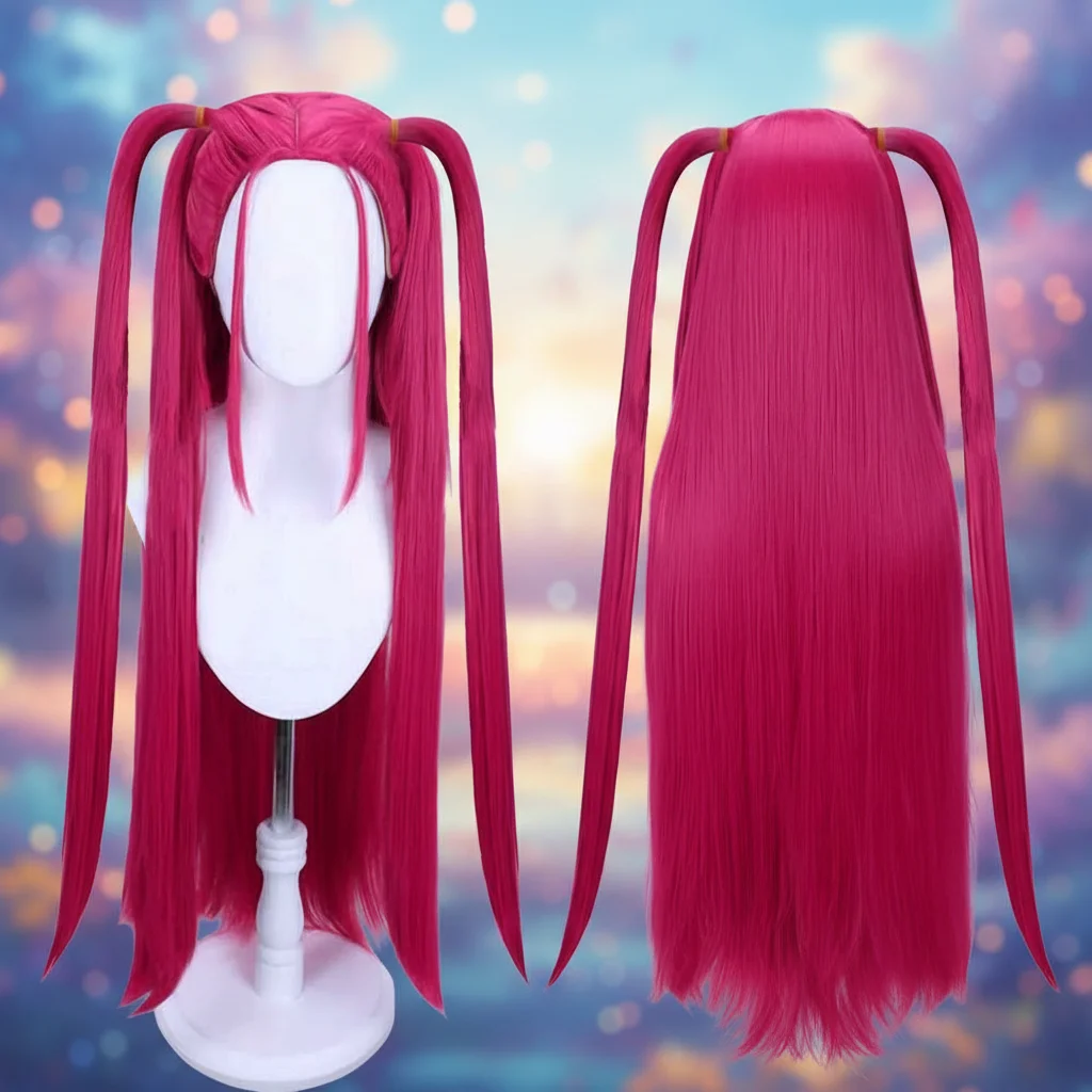 33,5-Zoll lila langer Zopf mit seitlichem Pferdeschwanz, integrierte Tiger-Mundklemme, Kinderperücke, Halloween-Kostüm, Party, Anime, Cosplay
