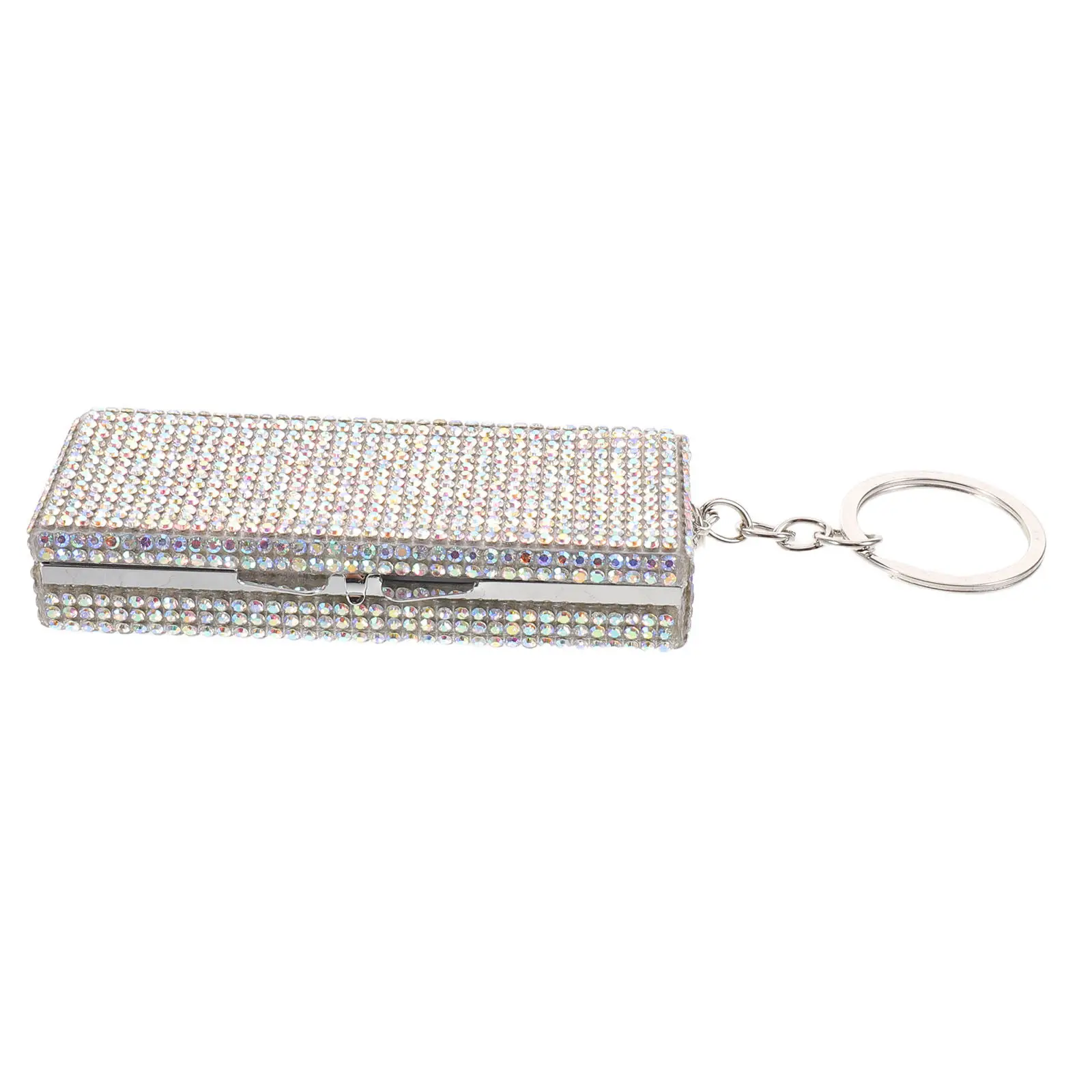 6 Compartment Waterproof Aluminum Travel Pill Box Bling Keychain Pill Organizer Portable Medicine Case for Women