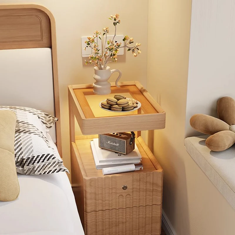 Comodino in legno di metà secolo Nordic salvaspazio stretto organizer comodino ad angolo patio giapponese Criado Mudo mobili per la casa