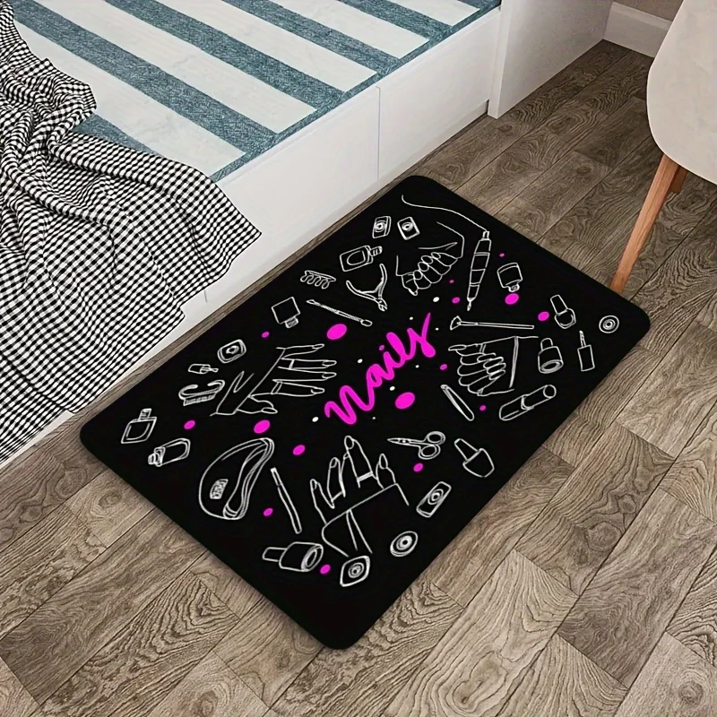 1pc of Nail Art Additions Graffiti Dark Background Doormat, Entrance Doormat, RV Bathroom Rug, Kitchen Mat, Home Decoration Ca