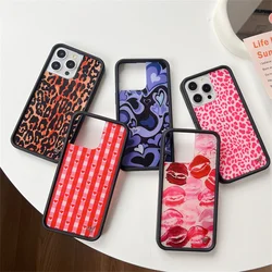 Fashion Wildflower 3D Cute Girl Sexy Lips Phone Case For iPhone 15 14 13 12 16 17 Pro Max Plus WF Leopard Love Heart Star Cover