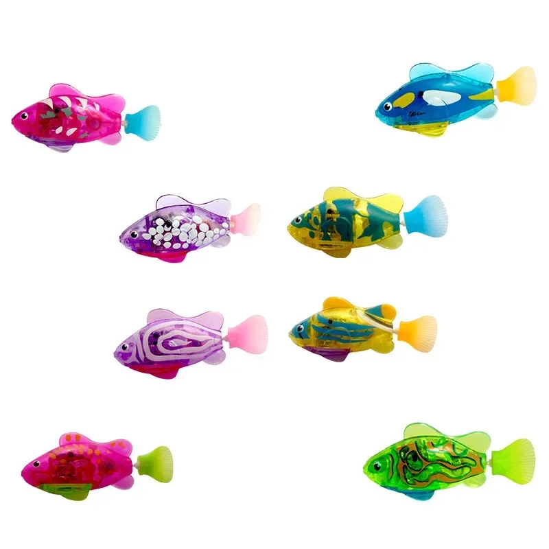 Electronic Fish Baby Summer Bath Toy Pet Cat Toys Swimming Robot Fish With LED Light Water Swim Pool Bathtub Christmas Toys Gift