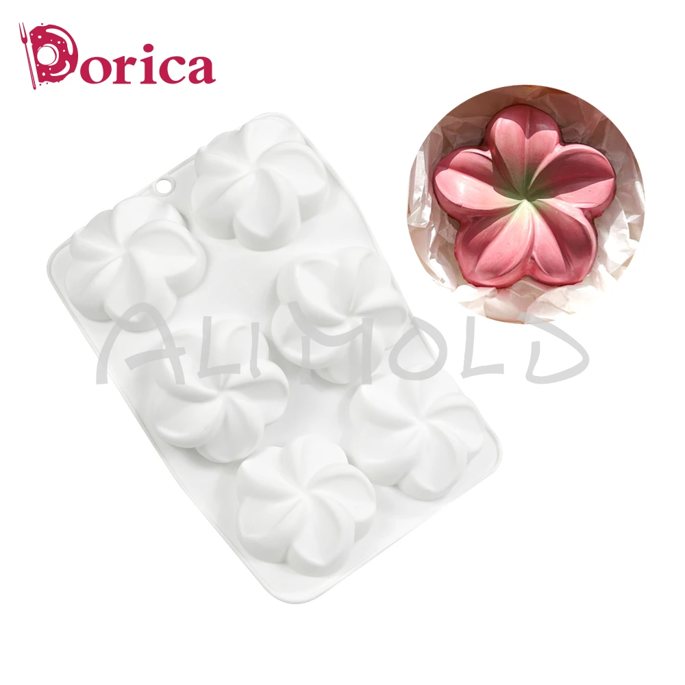 6 Cavities Flower Silicone Mould Jelly Chocolate Mousse Molds Cake Decorating Tools Aroma Candle Mould Kitchen Baking Supplies