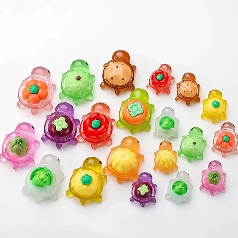 10Pcs Fruit Vegetable Turtle Glow-in-the-Dark Cartoon Turtle Charms Cute Resin DIY Craft Accessories For Desk Decor Car Ornamen