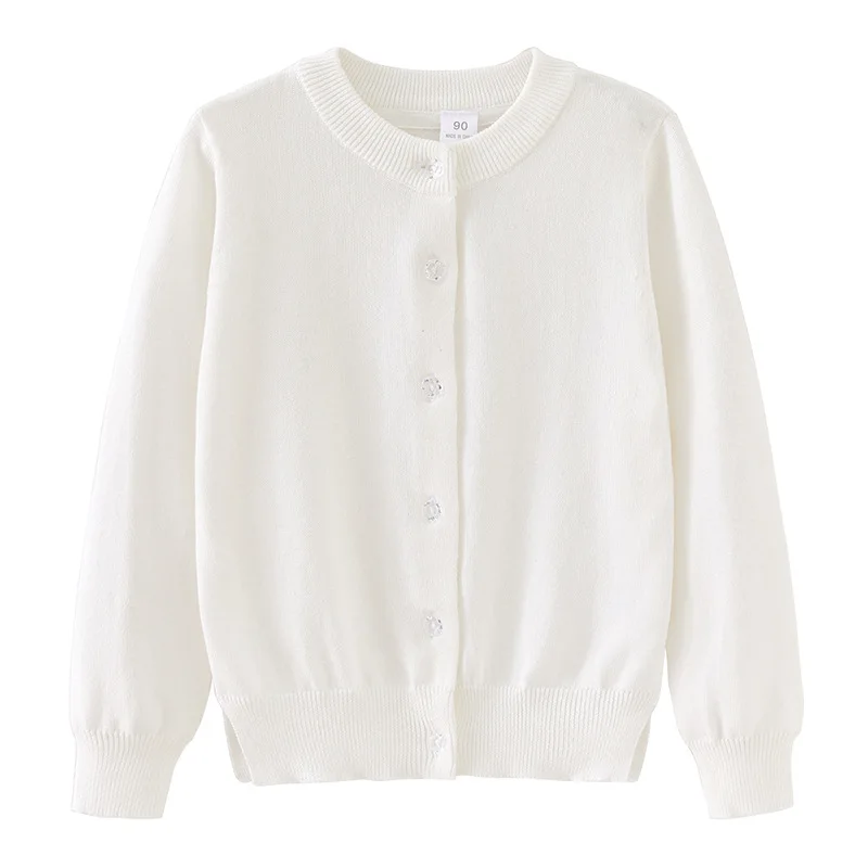 Cardigan New Korean Version Spring and Autumn Children Knitted Cardigan Long Sleeved Jacket for Girls Pure Cotton Sweater