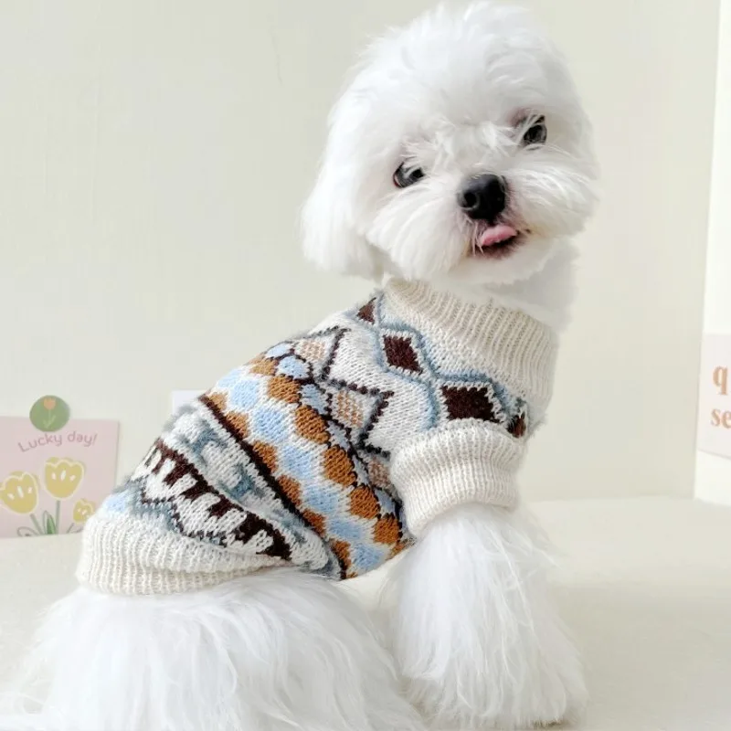 Winter Warm Puppy Turtleneck Pet Dog Sweaters for Small Medium Dogs Fashion Cat Knitted Sweaters Chihuahua Dog Clothes Dog Coat