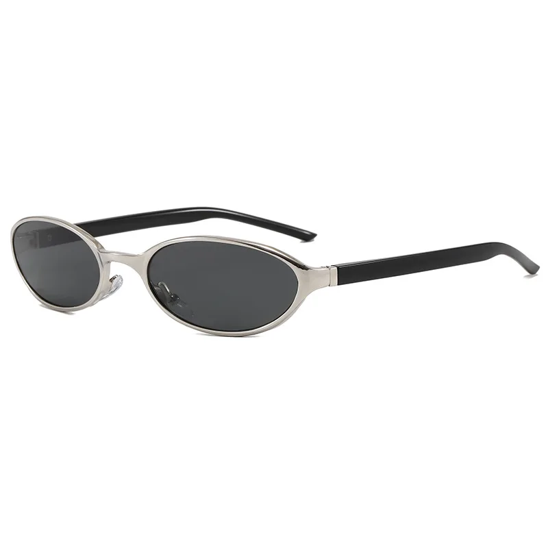 Delicate Thin Rim Oval Sunglasses With Metal Frame Design Portable Frame Lightweight For Daily And Outdoor image 5