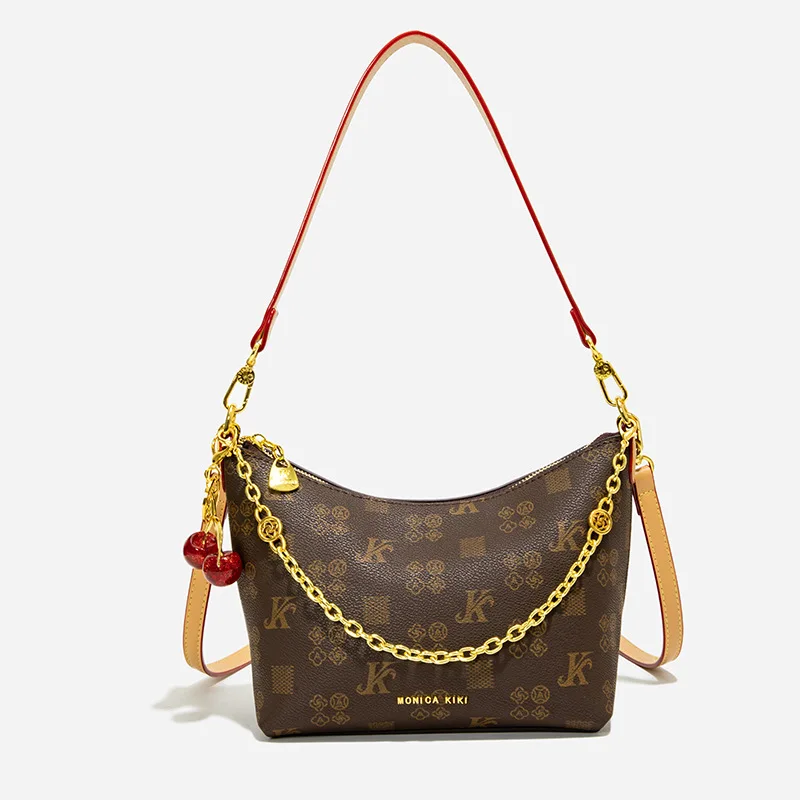 

Сумка подмышки с монограммой, кошелек на плечо с ремешком-цепочкой для женщин, роскошная пригородная сумка через плечо, винтажная текстурированная сумка с верхней ручкой