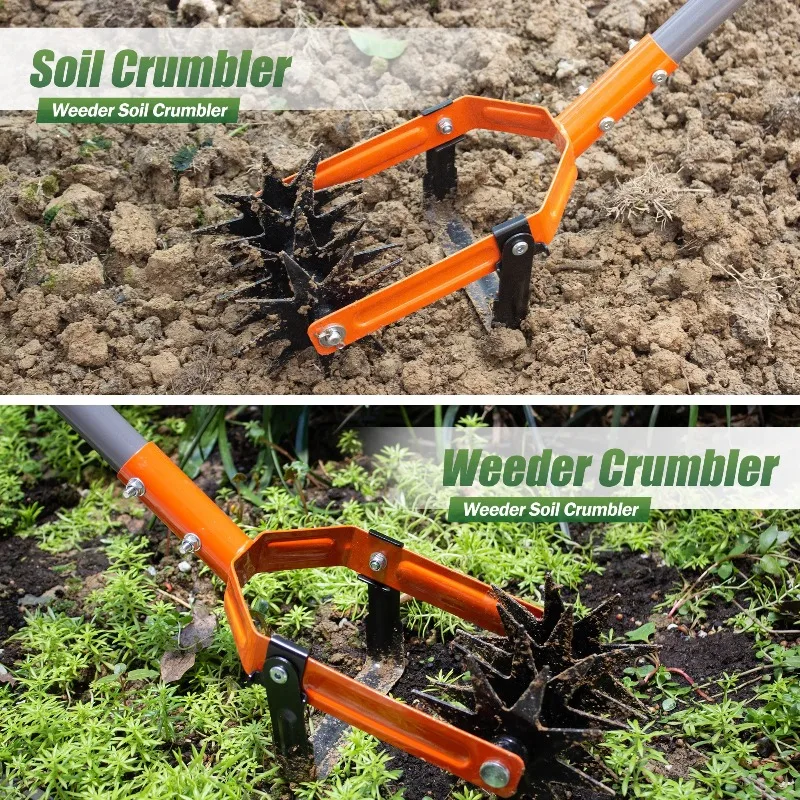 Stainless Steel Manual Hand  Tiller  Garden  Weeder  Soil  Cultivator  Aerator  Sharp  Tines  Easy  Use  Small  Garden  Planting