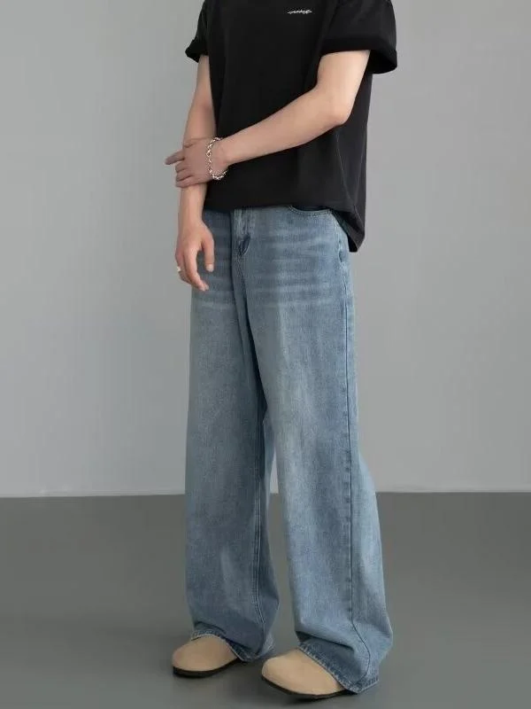 Waed الأمريكية الرجعية الرجال الجينز فضفاض مستقيم الساق CleanFit واسعة الساق السراويل الطويلة الخريف الشتاء جديد Sle عارضة الشباب Faion