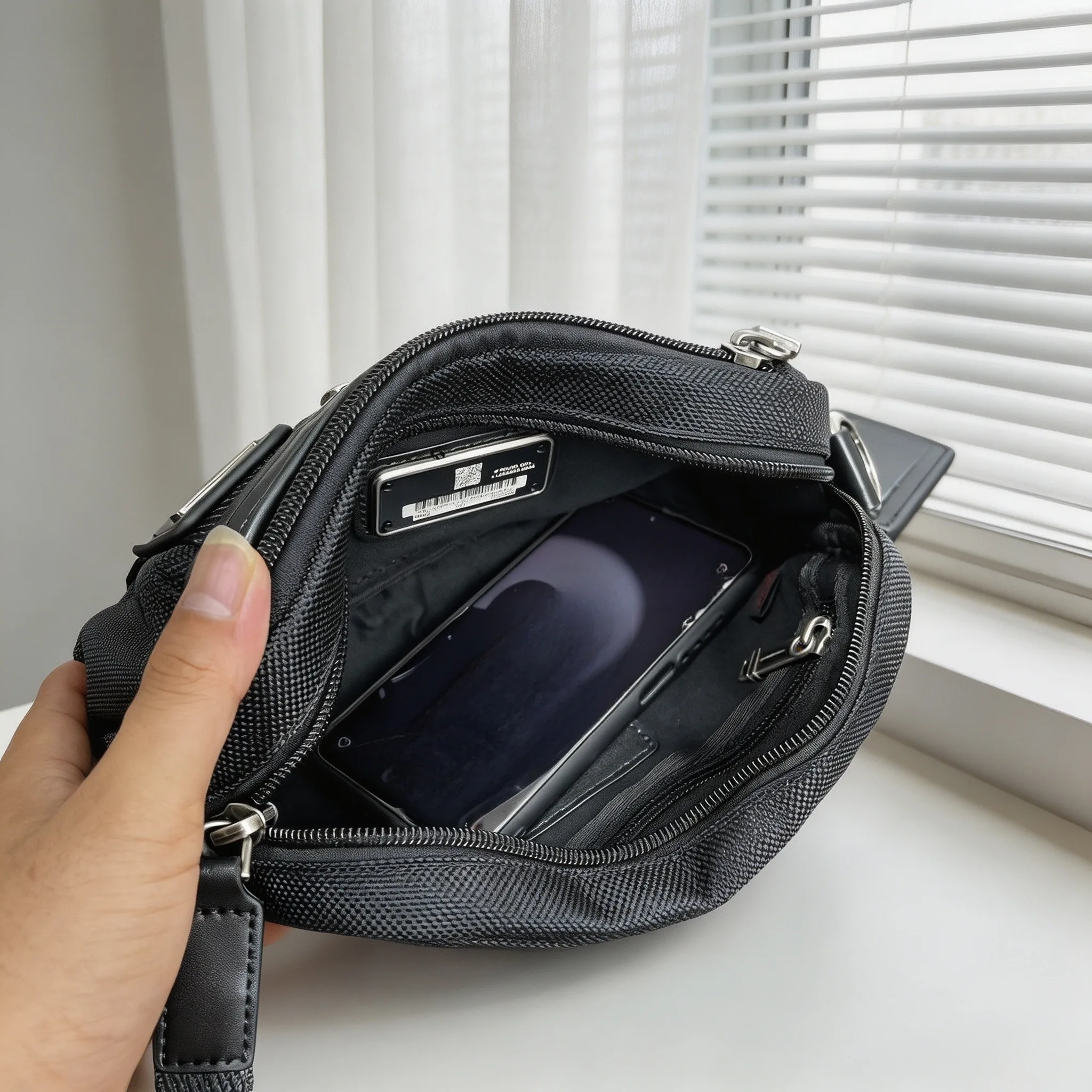 Convertible Men Clutch Crossbody Bag, Ballistic Nylon Trendy Hand Purse with Detachable Shoulder Strap view 4