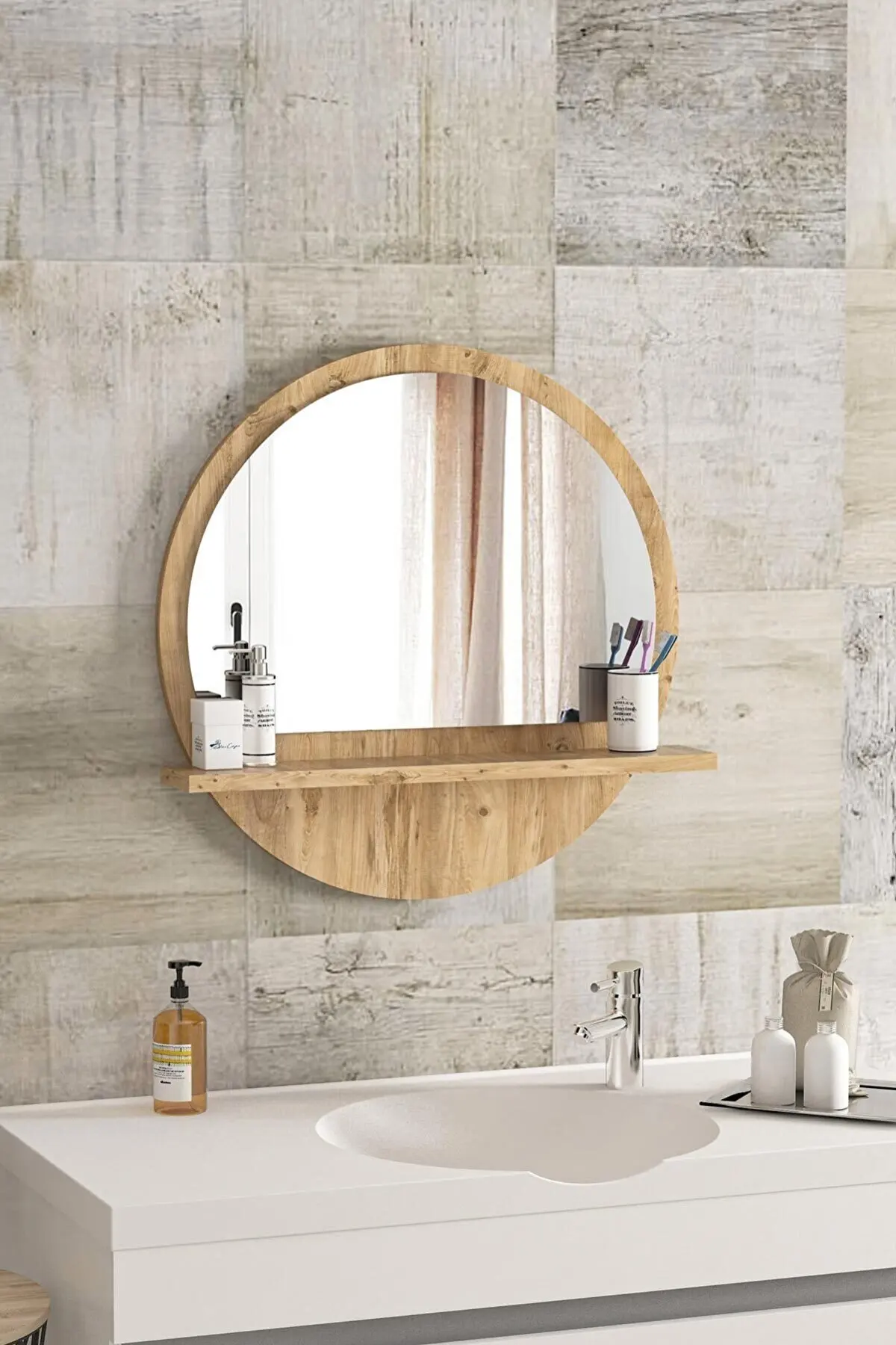 

Round White Shelves 45cm mirror Bathroom Cabinet Console Wall Living Room Kitchen Wc Office Child Bedroom 2022 Season