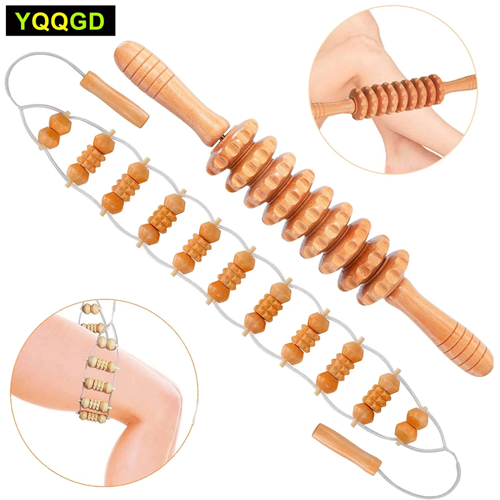 

Wooden Massage Tools Anti Cellulite Massager Handheld Roller Lymphatic Drainage Massage Tools for Full Body Muscle Pain Relief