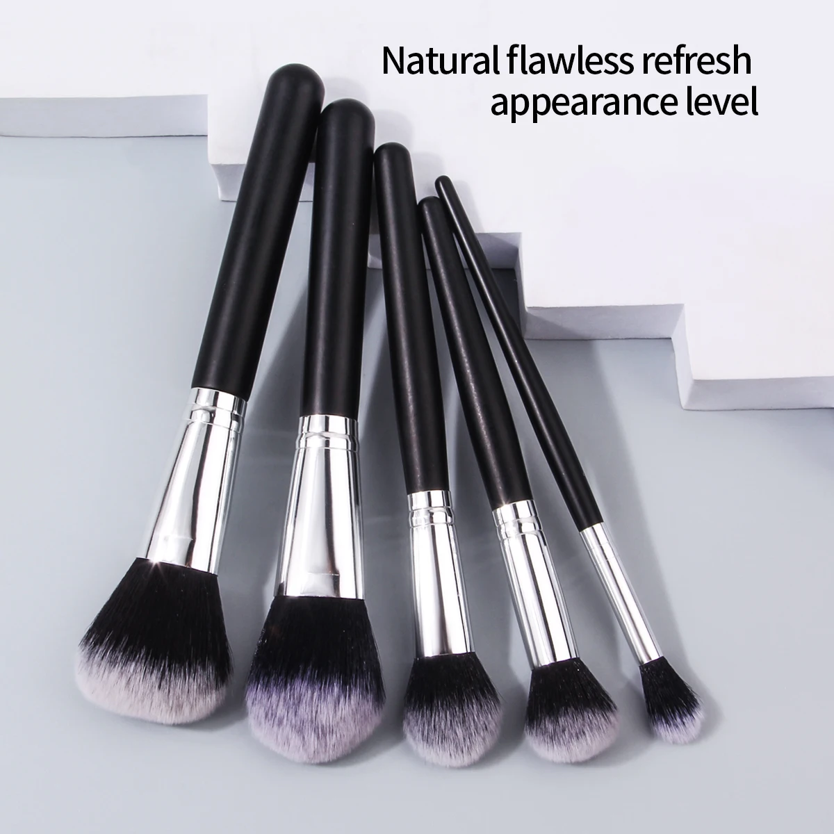 5PCS black makeup brush set, blush brush, powder brush, contouring brush, highlight brush, facial makeup brush, beauty tools