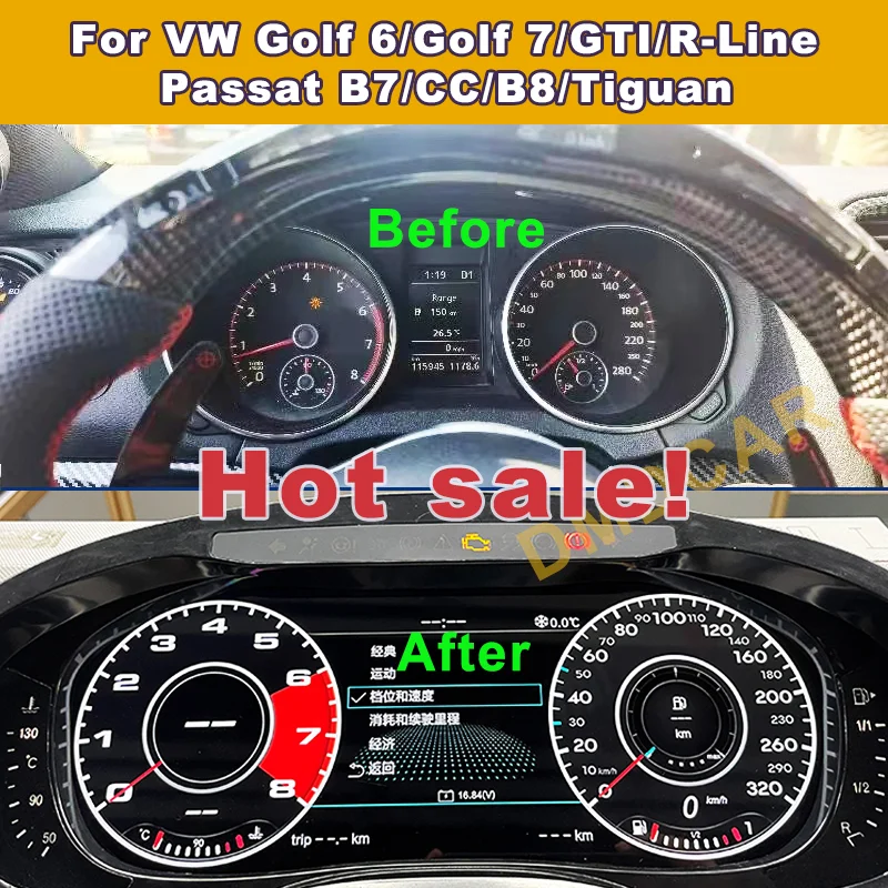 Digital Dashboard Panel LCD Display Speedometer Vehicle Speed For Volkswagen VW CC Golf 6 / 7 Passat B8 B7 B6 Scirocco Tiguan