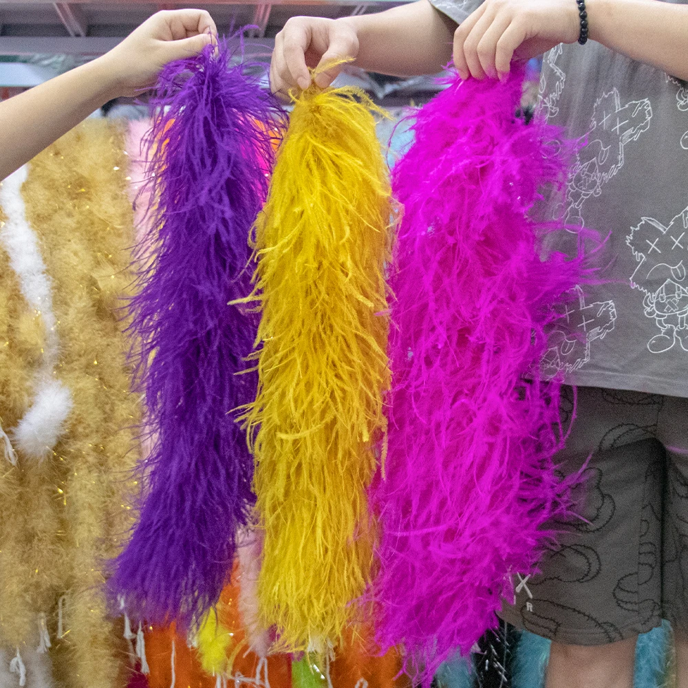 Feather Boa 6 10 Ply Various High Quality Ostrich Feather Trim Scarf Party Dress Cuff Sewing Decoration Shawl 2 Meters/PCS