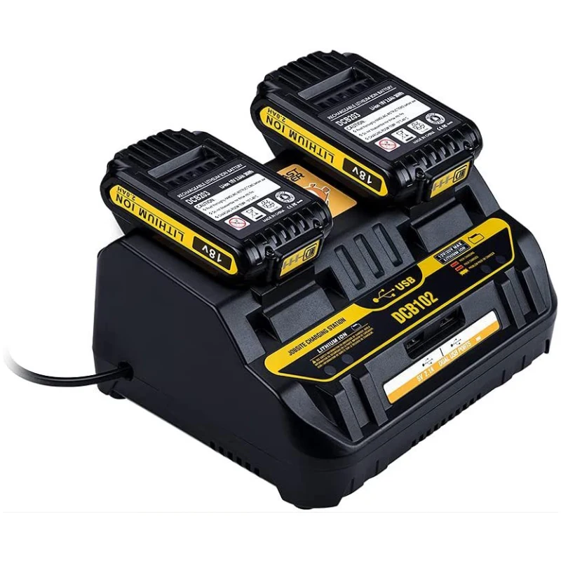 DCB102 Li-ion Battery Charger with Dual USB Port 4A Fast Charger DCB200 DCB140 For Dewalt 14.4V18V Battery Charger DCB101 DCB200