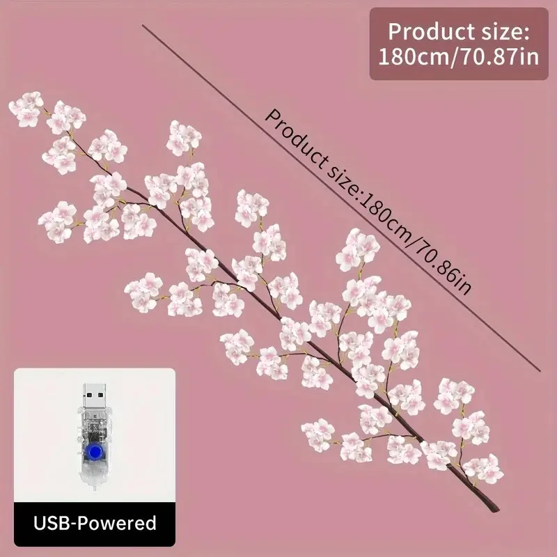 D5 Cherry 96LEDs Blossom LED Lights 8 Modes USB Powered DIY Home Decor Lamp Party Wedding Christmas Festival Home Festive Decor