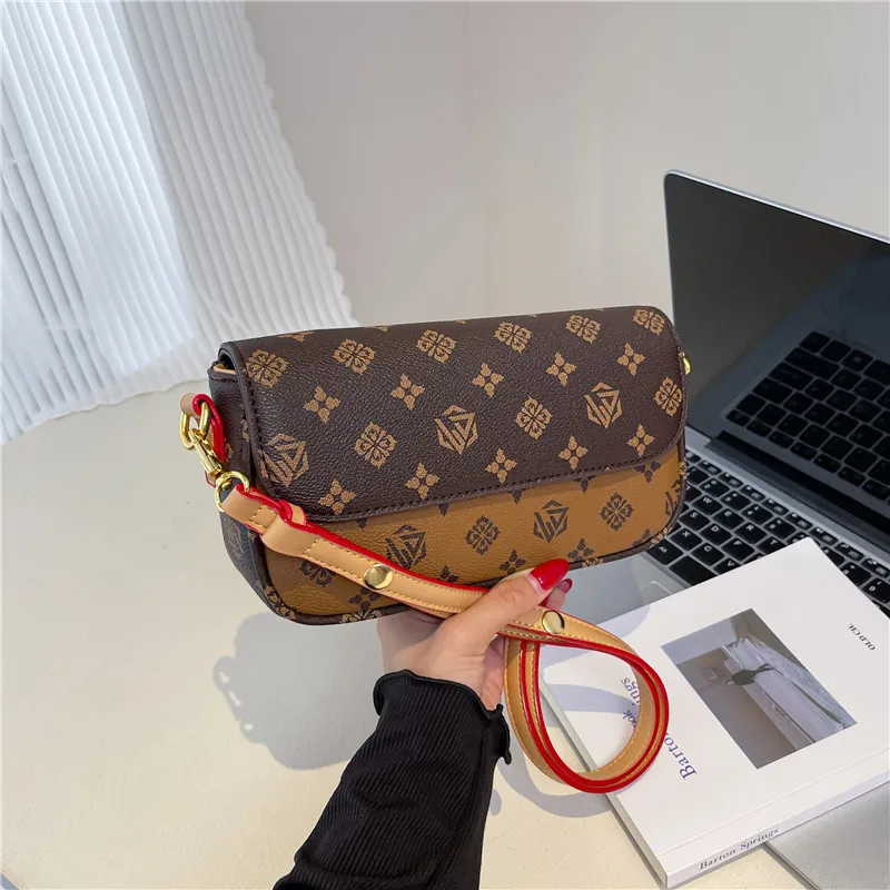 

​ Новинка 2023 года, сумка для маджонга во французском стиле, кошелек для подмышек с винтажным принтом, роскошная женская сумка-мессенджер с цепочным ремешком, шикарная и универсальная ​