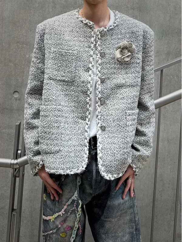 

Мужская утепленная куртка TANGZ Studio с подплечниками, маленький размер, в стиле французской розы, с брошью, в американском стиле, осенняя верхняя одежда