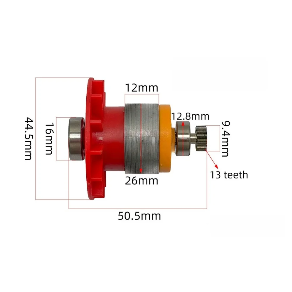 16.8V 21V Brushless Lithium Drill Motor 13 Teeth Cordless P'ower Tool Accessory For DIY Home Repair Silver Red Metal Plastic