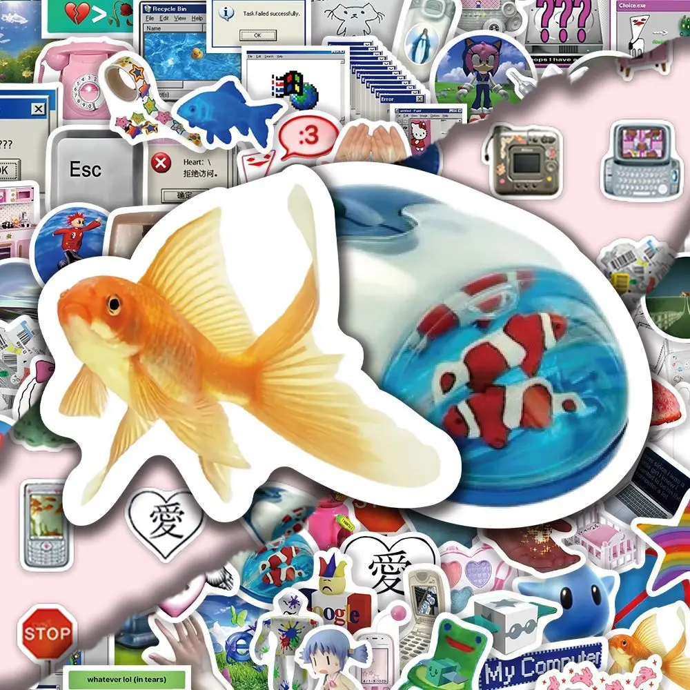 

100pcs Retro Electronic Frutiger Aero Y2K Webcore Dreamcore Waterproof Die-cut Sticker DIY Phone Case Scrapbooking Collages