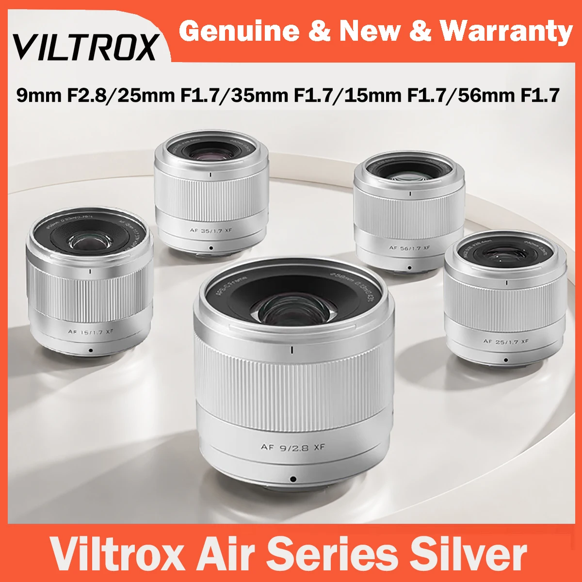 Viltrox 9mm F2.8 35mm/25mm/15mm/56mm F1.7 Air Silver Series APS-C Prime Lens For Fuji Camera X-H2 X-H2S X-T5 X-E5 X-T50 X-M5