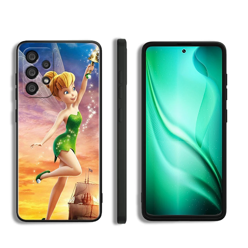 Disney Tinker Bell Princess For Samsung A55 A35 A25 A15 A14 A73 A53 A13 A05S A03S A02S A71 A52 A32 Black Soft Phone Case image 6