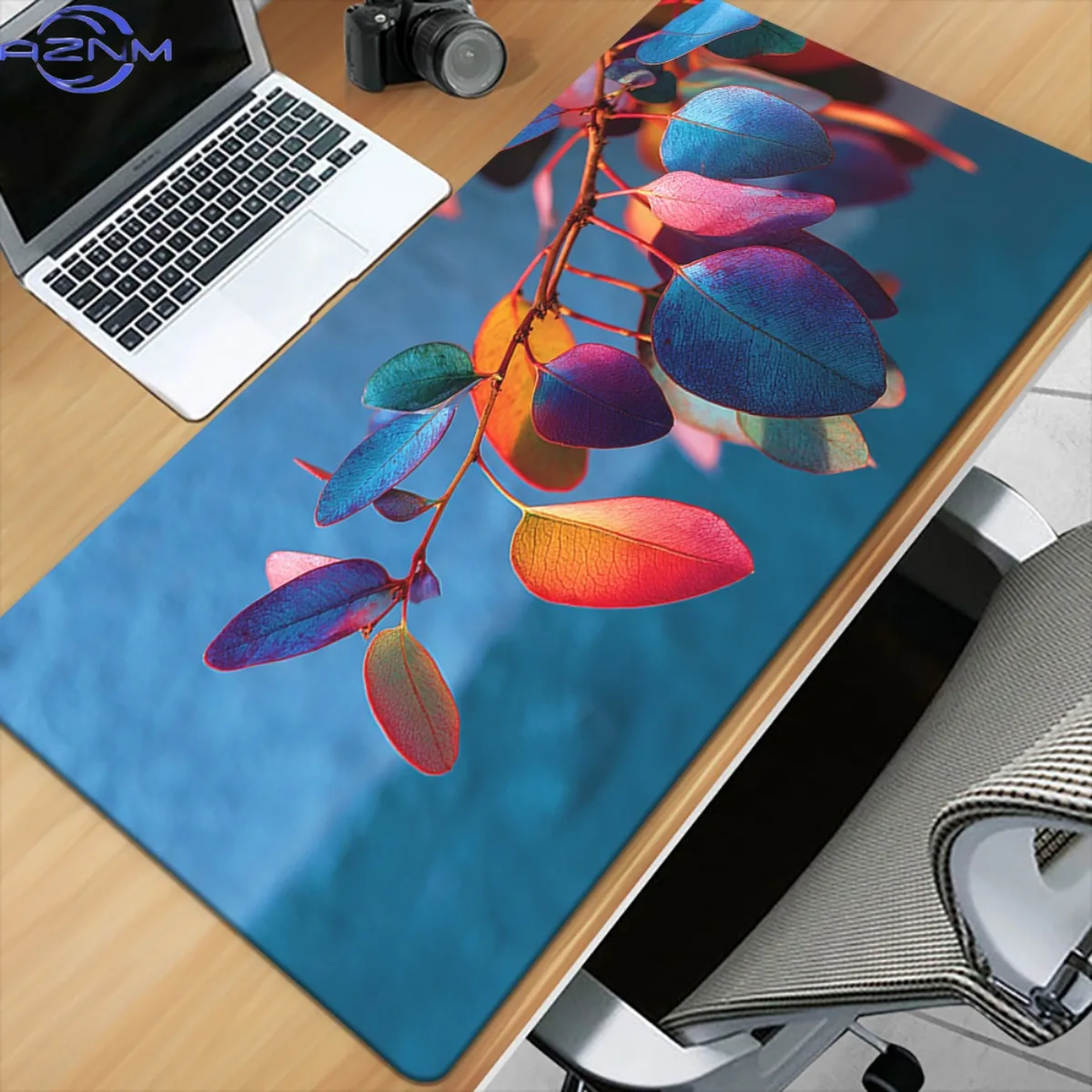 XXL Non-Slip Rubber Base Mouse Pad with Vibrant Colorful Branches Design - Large Rectangular Desk Mat for Gaming & Office Decor,