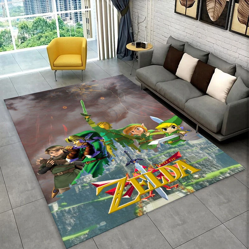 Classic Game Z-Zelda Cartoon Link Carpet Rug for Playroom Bedroom Living Room Sofa Home Decor,kid Area Rug Non-slip Floor Mat