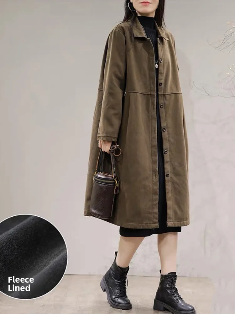 

Thiened Fce, хлопковое осенне-зимнее пальто для женщин, повседневное пальто средней длины, большого размера, однотонная верхняя одежда для мамы, ветровка