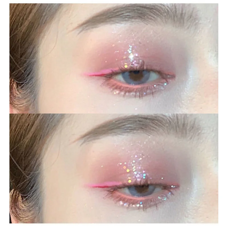 Pink glitter Eye Shadow Palette Pearly Sequin Matte Shimmer Eye Shadow Orange Shiny Charming Girl Makeup Lasting Korean Cosmetic