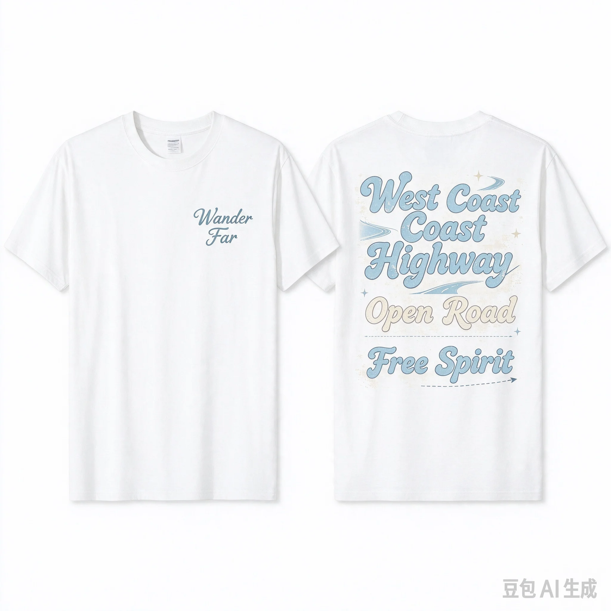 Wander Far West Coast Highway Graphic T Shirt Vintage Y2K Two Sides Print Unisex Road Trip Casual Streetwear Tops