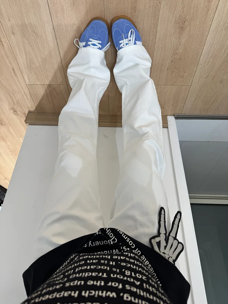 

Белые прямые эластичные джинсы Cleanfit, мужские джинсы High Street American Vibe, облегающие расклешенные брюки с ножом