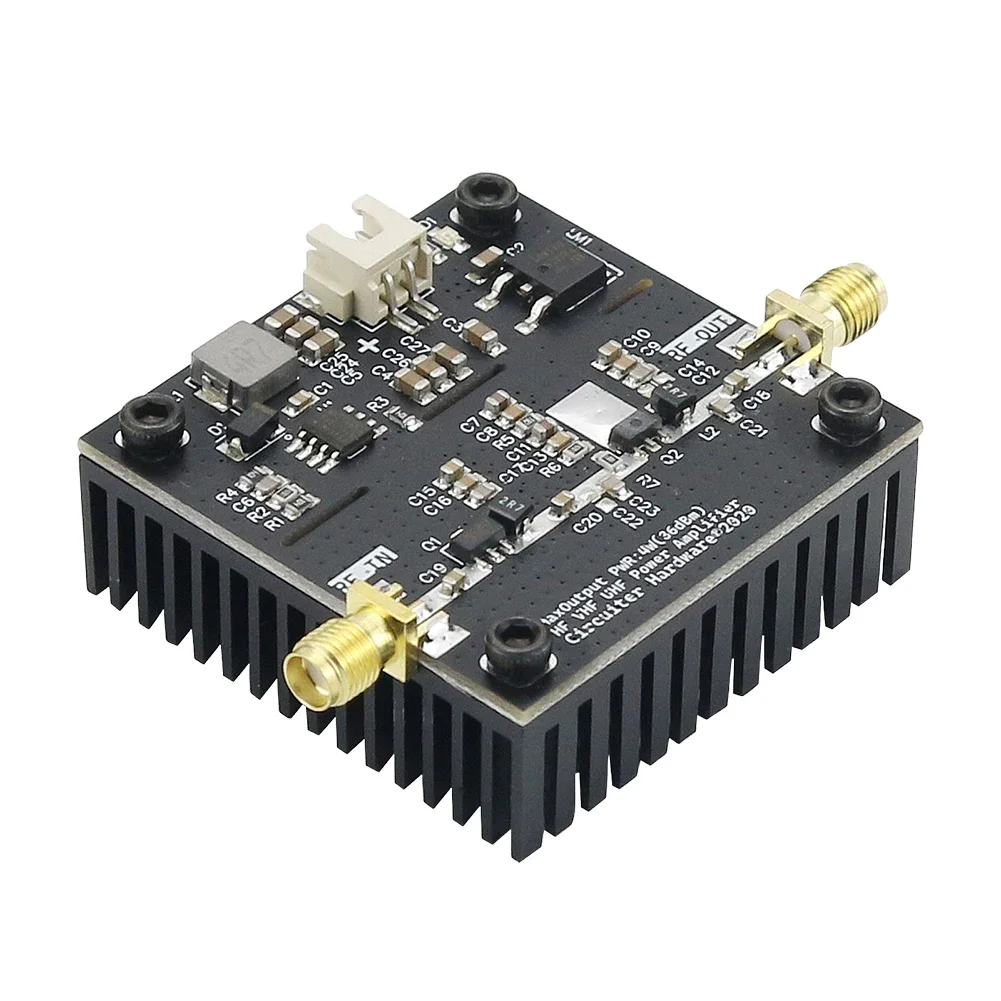 HF VHF UHF RF Power Amplifier DC15-30V 0.5-800MHz 36dB Gain 15W 0.5-800MHz VHF UHF Power Amplifier for Ham Radio ﻿