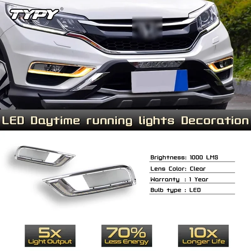 

TYPY Car LED Fog Lamp For Honda CRV CR-V 2015 2016 Car LED Daytime Running Light Dynamic Turn Signal Auto Accessories