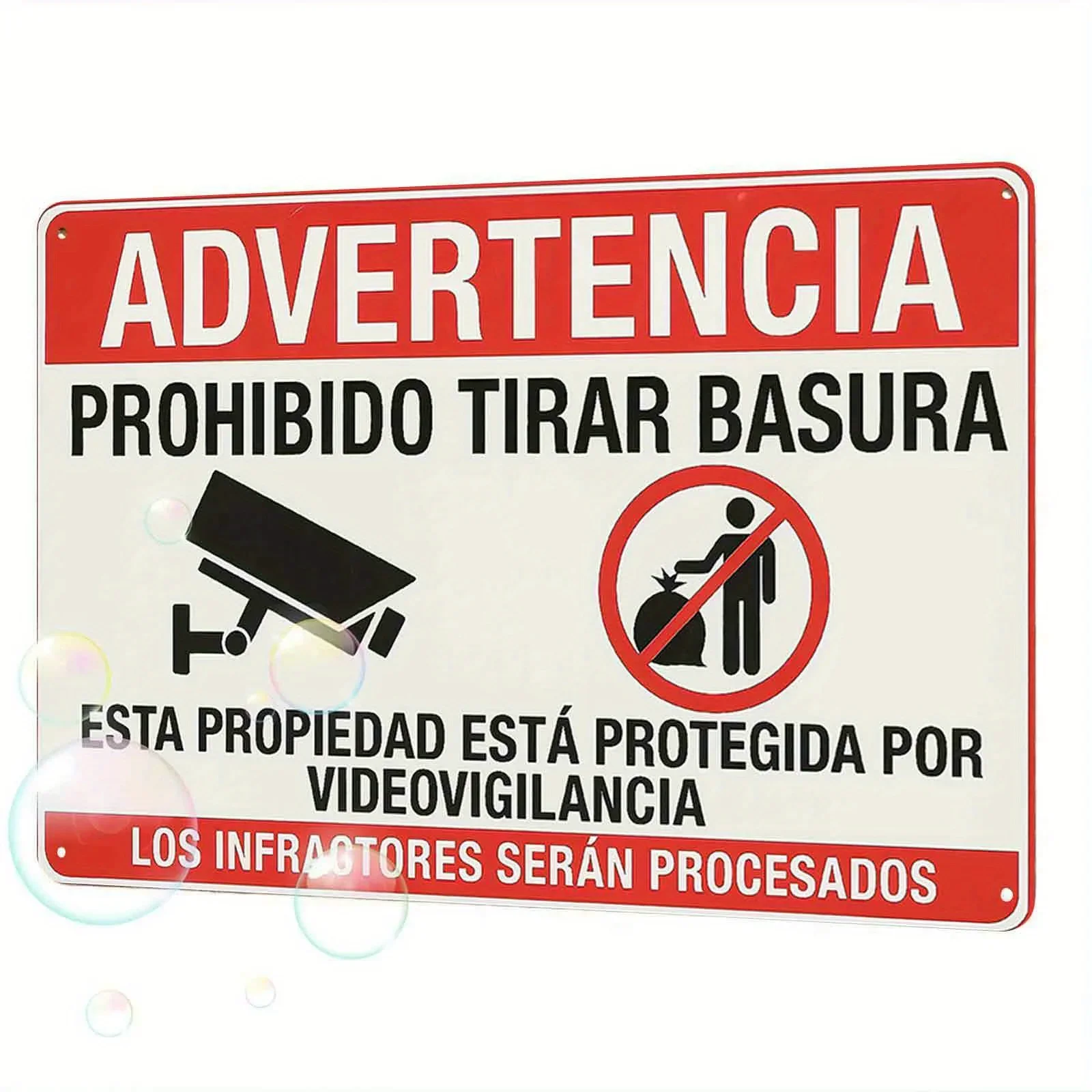 "Pas de zone de surveillance de litière" جدارية فنية espagnol suspendu decor ريترو signe en étain، adapté à la maison، à la Fer #1